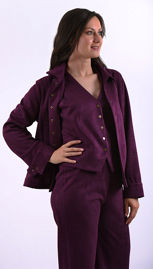 Костюм тройка с брюками трикотажный бордовый