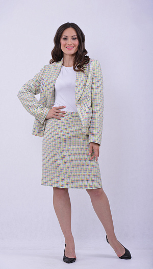Костюм с юбкой рогожка