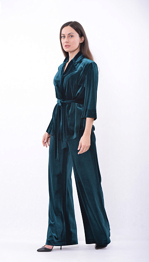 Костюм бархатный брючный изумрудный
